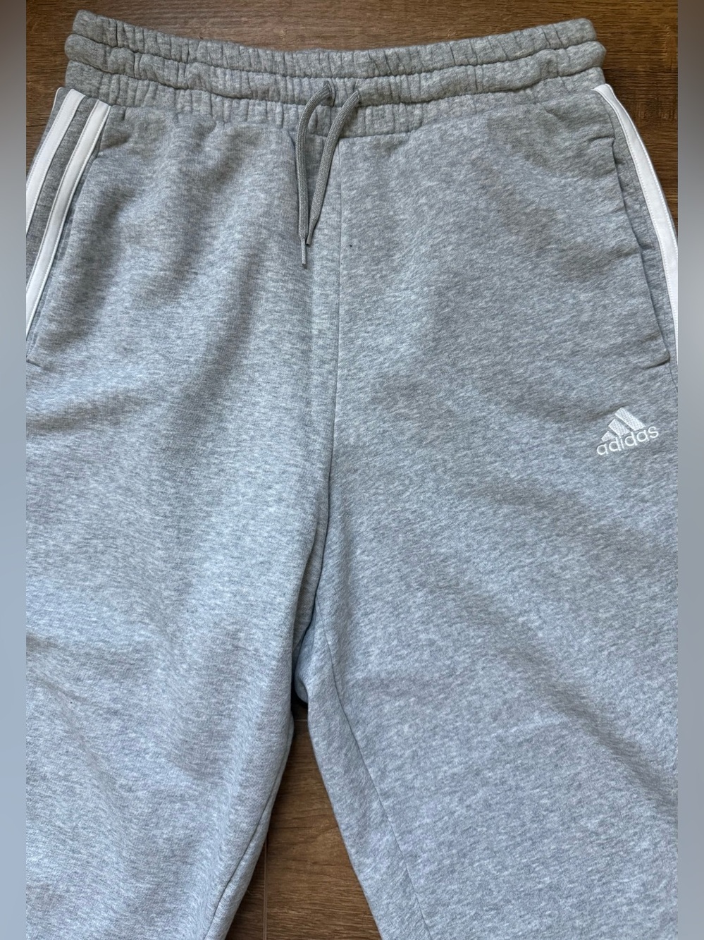 Adidas Light Gray 3-Stripe Joggers